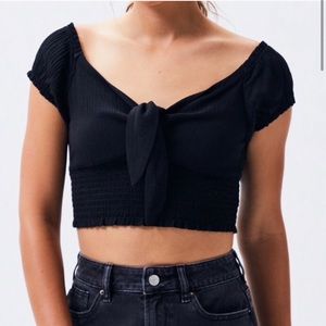 PacSun tie front black crop top